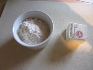 Two ounces of butter and two ounces of flour.