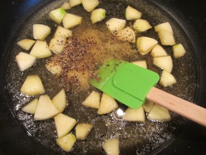 Caraway seed, Kosher salt, and black pepper added to the apple mixture.