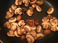 Mushrooms, cooked until brown and soft.