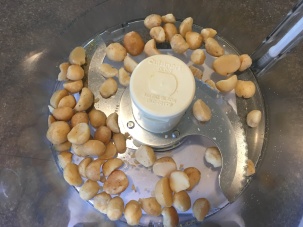Macadamia nuts to be chopped.