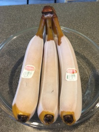 Frozen bananas, thawing.