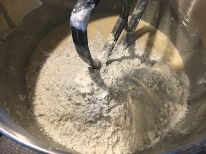 Second half of flour added.