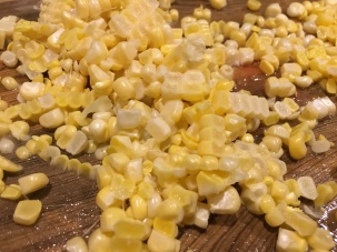 Two ears of corn kernels.