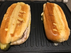 Cuban sandwiches after 10 minutes on the panini press.