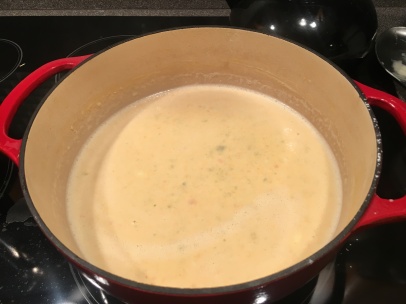 Soup after adding all of the cheese.