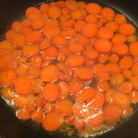Carrots after cooking for five minutes.