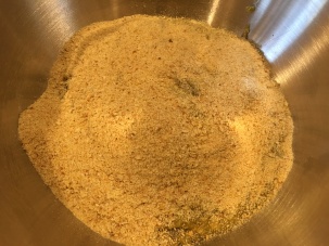 Bread crumbs added to the burger mixture.