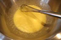 Melted butter added to eggs.